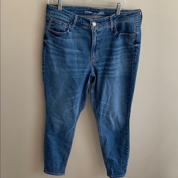 Old Navy Women's Blue Jeans rockstar super skinny size 14 - Picture 1 of 4